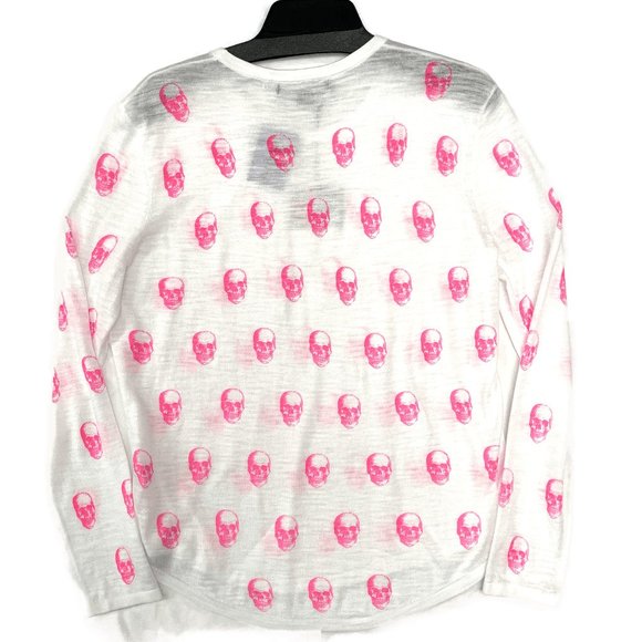 NWT $190 Skull Cashmere Cotton Skull Print Knit Top S - Picture 4 of 9